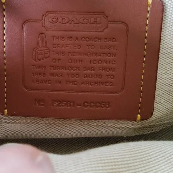 Like New Coach Twin Turnlock 20 in Toffee CCC55 - Picture 7 of 9